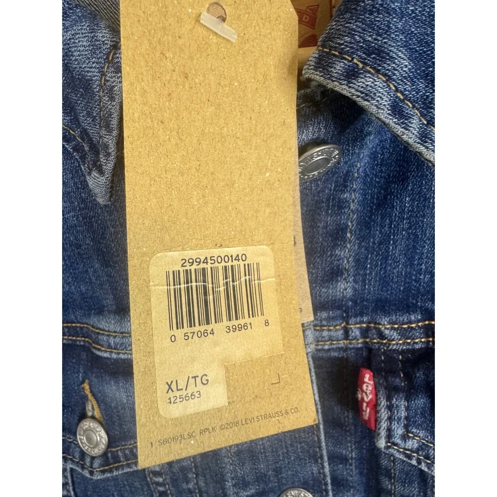 Levis Original Trucker Jacket Womens‎ XL Blue Denim Button Front 29945-0014 NWT